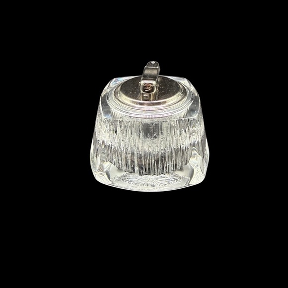 Nancy Daum Crystal Table Lighter Signed Vintage MCM Ice Cube Textured France - Picture 3 of 13